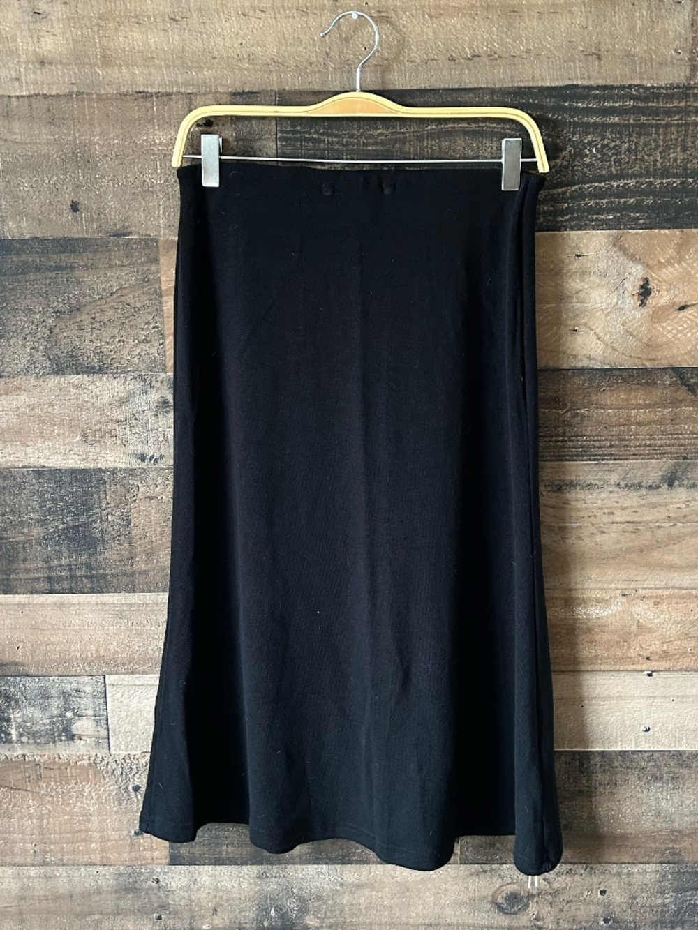OGL Black Stretch Midi Skirt Small NWT Ponte Knit Pull On Minimalist Work Travel